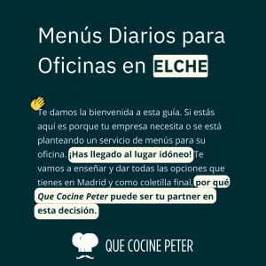 Guía de servicios de menú en oficina para Elche